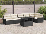 Garden Sofa Set with Cushion 7 pcs Black Poly rattan 3348293