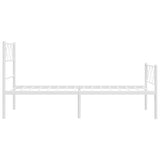 Metal Bed Frame without Mattress with Footboard White 90x200cm 372337