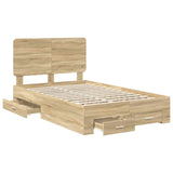 Bed Frame with Drawer Sonoma Oak 135 x 190 cm Engineered Wood 3412794