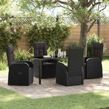 Garden Dining Set with Cushion 5 pcs Black Poly Rattan 3379523