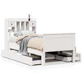 Bookcase Bed without Mattress White 90x190 cm Single Solid Wood Pine 3308943