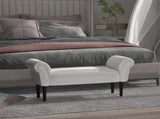 Small-sized Bed End Side Chaise Lounge Sofa Window Seat Arm Bench Wooden Leg Fabric Cover T3398P329490