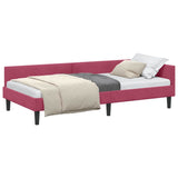 Corner Bed Frame with Headboard Wine Red 90 cm x 200 cm Velvet 42016158