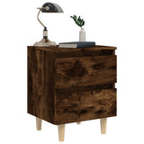 Bed Cabinets with Solid Wood Legs 2 pcs Smoked Oak 40x35x50 cm 813123