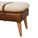 Bouclé Buffalo Hide Leather Bench IN3300