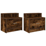 ZNTS Bedside Cabinets with Drawer 2 pcs Smoked Oak 51x31x47 cm 858677