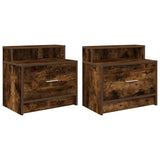 ZNTS Bedside Cabinets with Drawer 2 pcs Smoked Oak 51x31x47 cm 858677