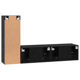 TV Cabinet Set Wall-mounted 3 pcs Black Oak Engineered Wood 3393403