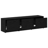 TV Cabinet with LED Black Oak 140 x 34 x 40 cm Engineered Wood 8006558