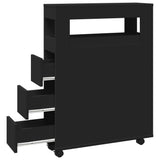 Narrow Bathroom Cabinet with Wheels Black Engineered Wood 855269