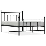 Metal Bed Frame without Mattress with Footboard Black 107x203cm 353551