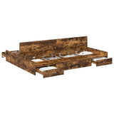 Storage Bed Frame Smoked oak 150 x 200 cm Engineered wood 3335289