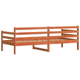 Day Bed with Headboard Wax Brown Solid Pine Wood 877048