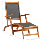 Deck Chair Black Acacia wood Standard Ergonomic Deck Chair 45958