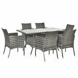 6-Seater Rattan Dining Set Garden Furniture Patio Rectangular Table Cube Chairs Outdoor Fire T3398P318687