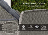 2 Seater Patio Rattan Wicker Chaise Lounge Sofa Set w/ Cushion for Patio Garden Porch, Grey T3398P315417