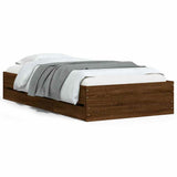 Bed Frame with Drawers without Mattress Brown Oak 90x200 cm 3207300