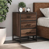 Bedside Cabinet Brown Oak 40x34.5x60 cm Engineered Wood and Metal 848723