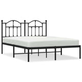 Metal Bed Frame without Mattress with Headboard Black 135x190cm 353438