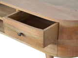 Solid Wood Rounded Entertainment Unit, 4 Drawers, 2 Shelves, Brown B2743P403490