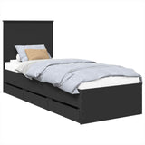 Bed Frame with Drawer Black 75 x 190 cm Engineer Wood 3411167