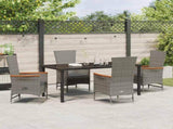 Garden Dining Set with Cushion 5 pcs Grey Poly Rattan 3379446