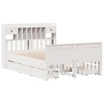 Bookcase Bed without Mattress White 150x200 cm King Solid Wood Pine 3308919
