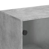 Side Cabinet with Glass Doors Concrete Grey 69x37x100 cm 836549