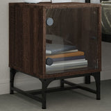 Bedside Cabinets with Glass Doors 2 pcs Brown Oak 35x37x50 cm 836531