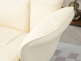 Swivel Recliner Chair with Footstool, PU Leather Armchair and Ottoman with High Back and Round Base T3398P344819