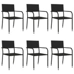 ZNTS 7 Piece Garden Dining Set Black Poly Rattan and Steel 3203278