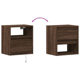 Wall-mounted Bedside Cabinet with LED Lights Brown Oak 3307987