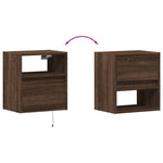 ZNTS Wall-mounted Bedside Cabinet with LED Lights Brown Oak 3307987