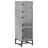 Highboard with Glass Doors Concrete Grey 35x37x120 cm 836563