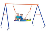 Metal Kids Swing Set Nest Swing Seat with A-Frame Structure for Outdoor Use - Multicoloured T3398P348089