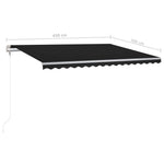 ZNTS Manual Retractable Awning with LED 4.5x3 m Anthracite 3069964