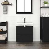 Bathroom Basin Cabinet with Drawers Black Oak 60x34.5x60 cm 861882