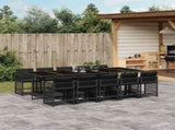11 Piece Garden Dining Set with Cushions Black Poly Rattan 3211651