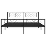 Metal Bed Frame without Mattress with Footboard Black 200x200cm 372204
