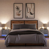 Wall-mounted Bedside Cabinets with LED Lights 2 pcs Concrete Oak 852082