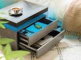 Nightstand LED Bedside Table Cabinet Lights Modern End Side with 2 Drawers for Bedroom T3272P450919