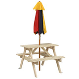 Picnic Table for 4 Kids with Umbrella Solid Wood Fir 3281613