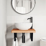 Basin Shelf Wall Mounted Steel and Solid Wood Beech 3302431