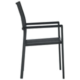 Garden Dining Set Black Powder-Coated Steel 5 Piece Light Weight 3099276