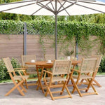 ZNTS 7 Piece Garden Dining Set Beige Poly Rattan and Solid Wood 3281708