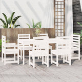 7 Piece Garden Dining Set White Solid Wood Pine 3154708