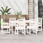 7 Piece Garden Dining Set White Solid Wood Pine 3154708