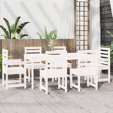 7 Piece Garden Dining Set White Solid Wood Pine 3154708