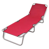 Sun Lounger Red Powder-Coated Steel Standard Foldable 41479