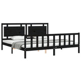 Bed Frame without Mattress Black 200x200 cm Solid Wood Pine 3192190